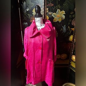 Damee Inc. 3 Button Front Collared 3/4 Sleeve Pink Jacket